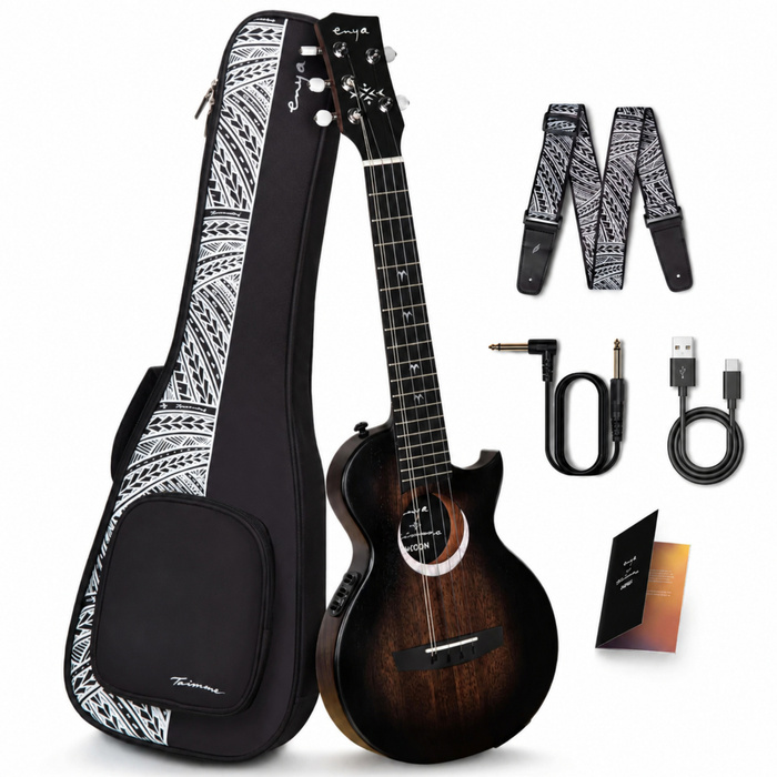 Enya EUT-MOON 5-STRING/BK/EQ Tenor Ukulele w/Gigbag Dahil